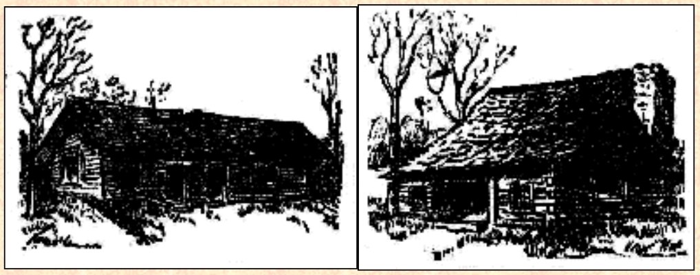 Dos dibujos de viviendas de la colonia.